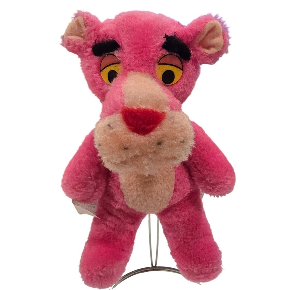 Vintage 1980 Pink Panther Plush Mighty Star 10" Yellow Eyes United Artists Retro